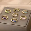 Klusterringar emalj färgglada smycken för kvinnor rostfritt stål guld öppet justering band zirkonia staplande fingerring bijoux femme