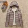 Women Parkas Women Cienka kurtka Biała kaczka Down Ultralight Jackets Autumn and Winter Warm Perbats Portable Emwear 220914