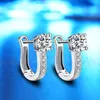 Boucles d'oreilles en argent pour femme Boucles d'oreilles à tige en zircon naturel clair Oreille de mariage Noël