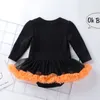 Set di abbigliamento Halloween Baby Girl per bambini Pagliaccetto in cotone a maniche lunghe Toddler Pumpkin Tuta Tutu Dress Costumi Party 220915