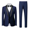 Men's Suits Blazers Men Mariage Color Block Collar Jacket Trousers Waistcoat Male Business Casual Wedding Coat Vest Pants 3 Pieces Set 220915