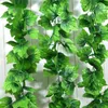 Vegetazione floreale finta 24M Edera artificiale Foglia verde Ghirlanda Piante Vite Fiori a foglia finta Decorazioni per la casa Fiore artificiale in plastica Rattan String J220906