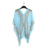 Châle en mousseline de mousseline Pareo Écarpe de soie d'été Châle magique pour les femmes Suncreen Super Long Beach Cardigan CARDIGAN BLOYS BLOUE