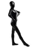 Costumi Catsuit da donna sexy per adulti Tuta intera in ecopelle nera lucida in PVC con occhi aperti Costumi Cosplay per feste di Halloween