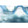 Wallpapers Custom 3D Mural Oriental Style Wall Paper Abstract Blue Smoke Wallpaper For Living Room Home Improvement Painting Fresco