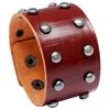 Punk Rivet Wide Leather Bangle Cuff Wrap -knapp Justerbar armband Wristand för män Kvinnliga smycken