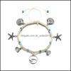 Bracelets de cheville Bijoux Plage Jambe Chaîne Style Mer Surf Coquillage Pendentif Cheville À La Main Corde Réglable Coquille Cheville Bracelets Drop D Dhsej