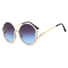 Fashionable Sunglasses Lady Driving Personalized Round Frame Diamond-encrusted Glasses