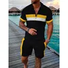 Erkeklerin Trailtsits Yaz Erkekler Trailsuit Şık Kısa Kol Polo Gömlek Set Yatak Zipper Giyim 2 Parça Kıyafet Takım Sokak Giyim 220914