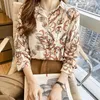 Women's Blouses Lute Print Women's Loose Blouse 2022 Spring Retro Korean Version Design Long-sleeved Shirts Women Button Up Shirt