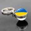 Keychains Russia World Cup Top 32 Keychain hanger voetbaltijd Gem dubbelzijdige glasbal sleutelhanger rugzak