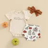 مجموعات الملابس Citgeett Summer Halloween Infant Baby Girls Clothers Letter Letter Shorts Romper and Pumpkin Shorts Suit 220915