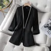 Kurtki damskie wiosna jesień 2022 Czarne Blazery Women V Neck 3/4 Slim Office Lady High Quality Jacket Blazer Femme J242