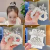 Corda per la testa di perle Copricapo a corona per bambini Anello per capelli da principessa Elastico Fiore Coda di cavallo Scrunchies Accessorio per capelli