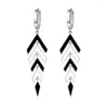 Hoop oorbellen KOFSAC Trendy Chic Black White Arrow Lange Tassel voor vrouwen 925 Sterling Silver Earring Lady Party sieraden geschenken