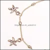 Wonlife Gussy Gros Élégant Rose-Or Petite Étoile De Mer Dames Chaîne Cheville Bracelet Pieds Nus Sandale Plage Pied Bijoux Pour Dhc4Q