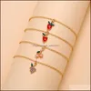 anklets 4pcs/set women ankletsチェーンフルーツパターンビーチベアフットサンダルチェーンレッグブレスレットフットブレスレットアンクルジュエリー508 T2ドロップDHVWD