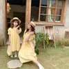 Fam￭lia combinando roupas vestido pai-filho m￣e e filha coreana algod￣o ver￣o girl colar colarinho 220915