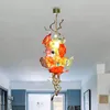 Italien Design Luxury Art Flower Lamps Handbl￥sning Glas ljuskrona Ljus inomhus h￤ngande fixtur Showcase M￶bler f￶r vardagsrum te hus bastu rum dekor lr859
