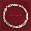 Link Chain 925 Sterling Sier 6mm Fl Sideways Bracelet for Women Men chain 20cm Fashion Consigner Jewelry 1217 T2 Drop Deliv dhnyq