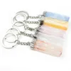 Keychains Natural Crystal Stone Key Chains Rock Mineral Pendm Dangle Rings Clasp Yellow White Pink Gypsum Selenite Quart Keychainshop Dhjvs