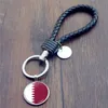 National Flag Keychain Qatar World Cup Keychain Soccer Souvenir Gift Läder rep Keyring