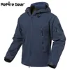 Herenjacks Refire Gear Navy Blue Soft Shell Militaire mannen Waterdicht Leger Tactische jas Winter Warm Fleece Hooded Wind Breaker 220915