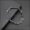 Anklets Magnetic Oval Hematite Stone Bead Anklets Bracelet Rainbow Star Women Summer Beach Health Energy Healing Model Foot Jewelry D Dhf9I