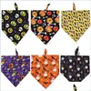 Hundkläder Halloween Cat Dog Bandana Bibbs Scarf Collar Justerbar Pet NeckerChief Double Lay Saliv Handduk för medelstora stora hundar TR DHDL1