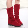 Stivali Autunno Inverno a metà polpaccio Donna Caldo peluche Scarpe da donna Retro Slip on Piattaforma Tacco basso Cavaliere Lungo Botas De Mujer 220915