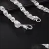 Kedjor pl￤terade Sier 20 tum 5mm Twisted Rope Chain Necklace For Women Man Fashion Wedding Charm Jewelry 236 W2 Drop Delivery 2021 Neck Dheh4