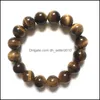 Straski z koralikami pasma biżuteria Dostawa 2021 Naturalny tygrys oko Kamienne Bracelets 8 mm joga koraliki Buddha modlitwa elastyczna dhjxq