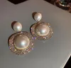 Роскошные дизайнерские серьги 925 Silver Simple Pearl Серьги-гвоздики для женщин Дизайнеры Имитация бриллиантов Белое золото Розовое золото