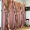 Party Decoration 3MH x 3MW Blush Pink Curtain Champagne Gold Sequin Drape Wedding Backdrop