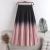 Saias gradiente cor longa feminina 2022 Verão cientia elástica rosa Casual Casual A Midi Skirtskirts mutáveis