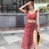 Koreańska koreańska tankowini dla kobiet Koreańska tankowane garnitur dla kobiet drukuj seksowne bikini trzyczęściowe wakacje