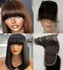 Silky Straight Indian Virgin Human Hair 4x4 Bang Lace Closure for Black Woman