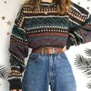 Kobiety dla kobiet koszulki vintage swetry kobiety ograniczone zagęszczone dzianiny bf unisex pary zimowe pullover femme wełniany sweter w paski 220915