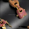 Łańcuch Hip Hip Braceletów Wykwintny bling mticolor cyrkon moda mężczyźni 18k złota guzika biżuteria 3477 q2 Drop dostawa 2 DHS7U