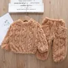 Set di abbigliamento Autunno Bambini Neonati maschi Vestiti Giacca in pile caldo Top Pantaloni 3 pezzi / set Neonati Bambini Casual Inverno Tute per bambini 220915