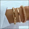 Pulseira 3pcs/conjunto de moda link grossa link pulseiras de pulseiras para mulheres capa vintage