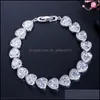 Charm Bracelets White Gold Plated Fl Cz Crystal Heart Bracelet For Girls Women Party Wedding Nice Gift 3738 Q2 Drop Delivery 2021 Jew Dhi0D