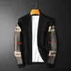 Men's Wool Blends Fashion Brand European Luxury Men's Classic Plaid Knitted Cardigan Sweater Casual Large Long Sleeve Cardigan Jacket 220915