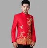 Costumes pour hommes broderie Blazer hommes chinois tunique costume conceptions veste hommes scène Costumes pour chanteurs vêtements danse étoile Style robe Masculino