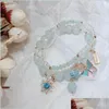 Charm Armband Korean Mashan Jade Two Piece Set Lady Style Butterfly Summer Armband Production Armband Crystal 67 N2 Drop Deliver DHGM9
