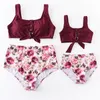 Familjmatchande kl￤der Girlymax Summer Baby Girls Barn Kl￤der Mommy Me Stripe Floral Leopard Swimsuit Bikini Boutique Set Kids Clothing 220914