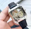 Super klassische Herren-Armbanduhren im 6-Stil, 42 mm, ausgehöhltes Uhrwerk, raffiniertes Stahlgehäuse, Lederarmband, neueste Version, mechanisch, Automatik, modische Herrenuhren