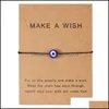 Straski z koralikami Blue Eye Bransoletka MTI Kolor Strande Rope Make a Wish Card Biżuter Breaks Bransoletki Regulowane kobiety mężczyźni Chai dhcry