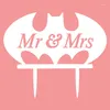 Fournitures de fête Mr Mrs Bat Animal gâteau de mariage drapeaux Multi couleurs acrylique Topper pour anniversaire fête décor