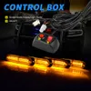 12V 12LED Car Emergency Lights 4 IN 1 Super Bright Sync Feature Hazard Warning Strobe Grille Light With Control Box 4pcs